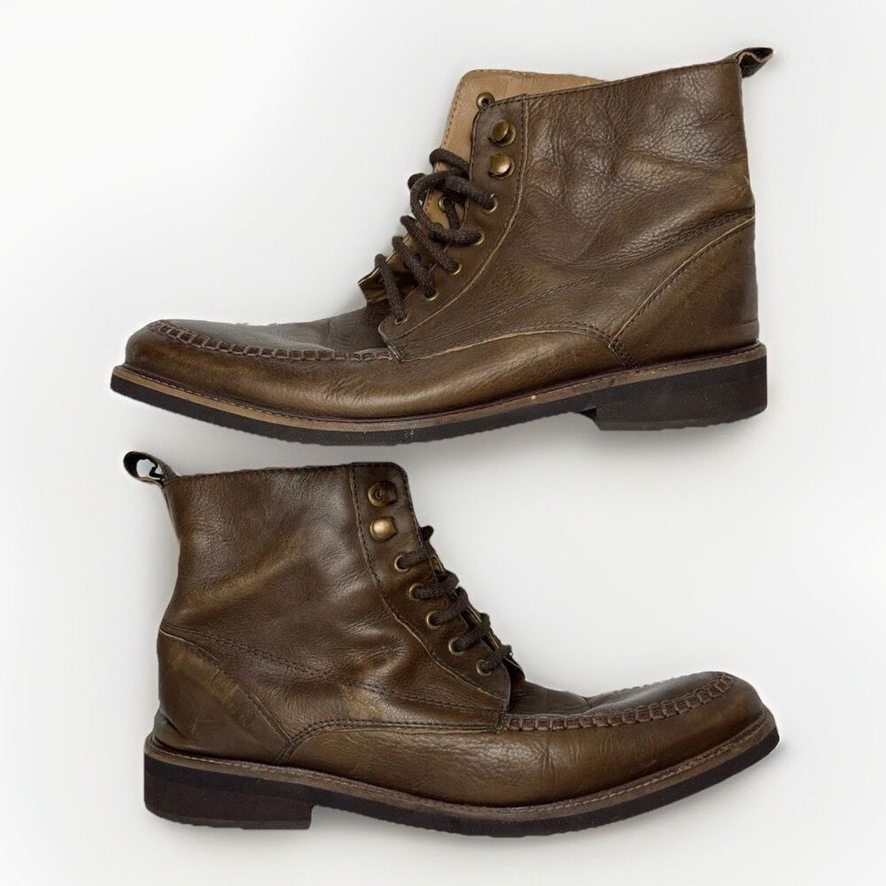 Size 9 - Silver Street London Men’s Brown Leather Moc Toe Boots